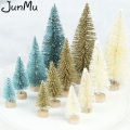 4Pcs Sisal Fiber Mini Christmas Tree 3Colors Snow Frost Small Pine Tree DIY Craft Desktop Decoration Christmas Ornaments